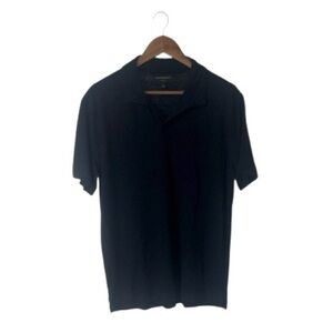 Banana Republic Factory Linen Blend Navy Blue Short Sleeve Polo Shirt Medium